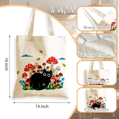 Aesthetics Canvas Tote Bag - Art Design Gift for Women, Reusable Purse Tote Bag with Inner Zip Pocket - style: Cat-04