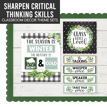 Classroom Calendar Set Bulletin Board Decorations, 98pc School Calendar Set - color: Farmhouse Classic