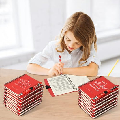 INSADA Christian Prayer Journal Spiral Red Notebooks Bulk with Pens- Small Lined Notepads (4.13”x5.43”) - Christian Gifts for women, Church Members & Bible Study Groups (30 Sets Red) - color: red
