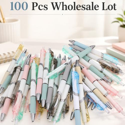 100 Pack Bulk Retractable Black Gel Ink Pens