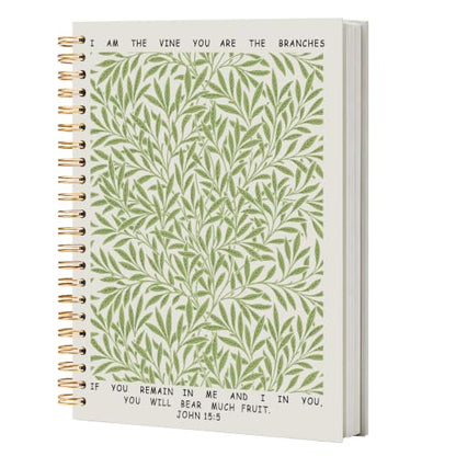 Green Botanical Christian Notebook Journal, 5.5x8.3 - color: white-Green Botanical