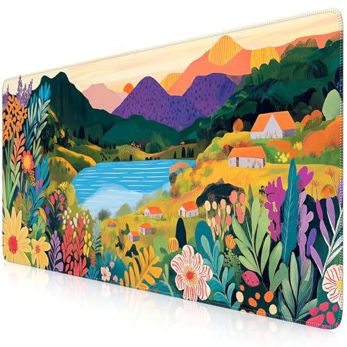 iCasso Large Gaming Mouse Pad 35"x16",Waterproof Desk Mat,Oil Painting - color: Oil Painting
