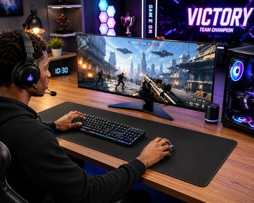 KTRIO Large Gaming Mouse Pad Desk Mat for Gamer, 31.5" x 11.8", Black, XL - color: Black Stealth, size: 31.5l X 11.8w Inches