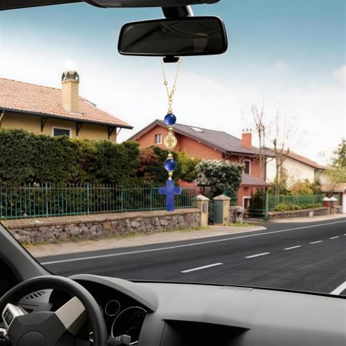2 Pcs Car Mirror Hanging Accessories,Cross Crystal Style Beaded Pendant
