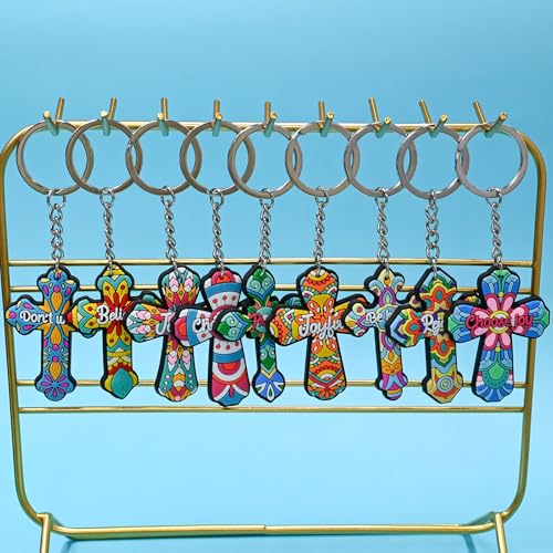 Cute Keychain Bulk,Cute Key Chain for Car Keys Purse Bag Rewards - color: Cross-20