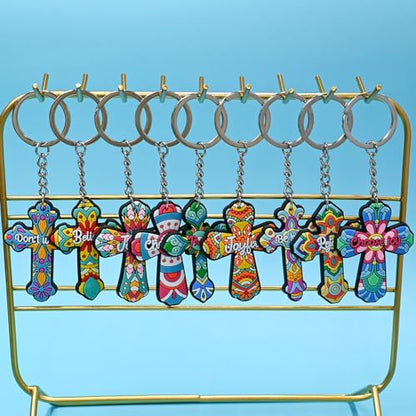 Cute Keychain Bulk,Cute Key Chain for Car Keys Purse Bag Rewards - color: Cross-20