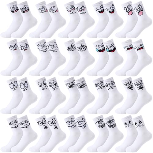 Cuffbow 20 Pack Crazy Funny Emotion Women Sock - style: White Cute Style