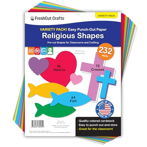 Cross Heart Fish Cutouts, Bright Colors, 232 Piece