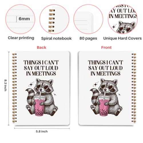 Funny Raccoon Spiral Notebook, Gifts for Women Girls Raccoon Lovers Journal - color: Funny Raccoon Art