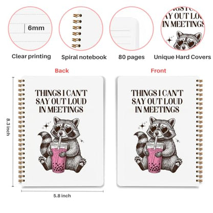 Funny Raccoon Spiral Notebook, Gifts for Women Girls Raccoon Lovers Journal - color: Funny Raccoon Art