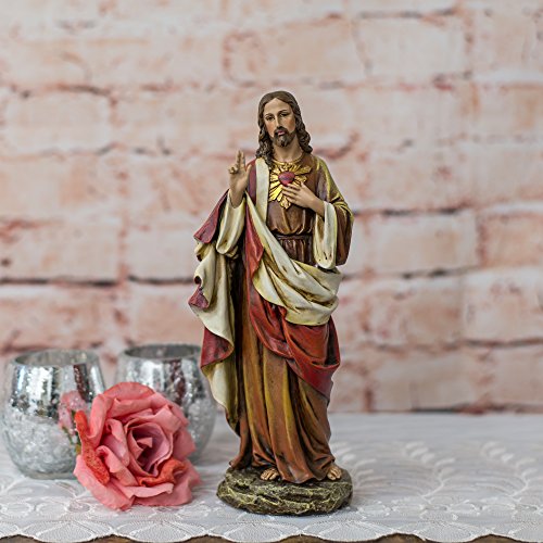 Joseph's Studio by Roman 10.25 Inch Tall Sacred Heart of Jesus Figure, Made of Stone Resin and Hand Painted