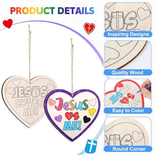 12 Sets Jesus Loves Me Wooden Crafts Sunday School VBS Kit - style: Jesus Loves Me