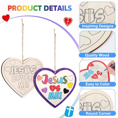 12 Sets Jesus Loves Me Wooden Crafts Sunday School VBS Kit - style: Jesus Loves Me