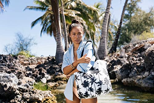 ALOHA Collection Day Tripper Tote | Lightweight, Packable, and Splash-Proof Beach Tote Bag | Easy to Clean - color: Coco Palms in Black, size: One Size - Day Tripper Tote