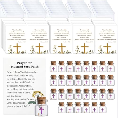 Christian Faith Favors bulk gifts - Mini Glass Bottle Keepsakes - color: White-Cross-30Pcs