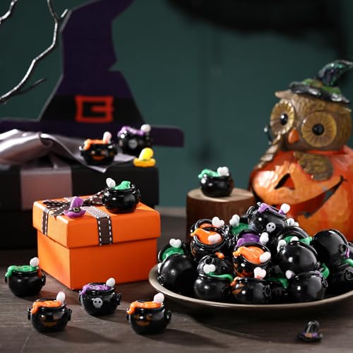 50 Pcs Halloween Mini Resin Figures Bulk Resin Witch Cauldron Figures - style: Witch Cauldron