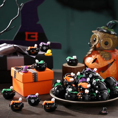 50 Pcs Halloween Mini Resin Figures Bulk Resin Witch Cauldron Figures - style: Witch Cauldron