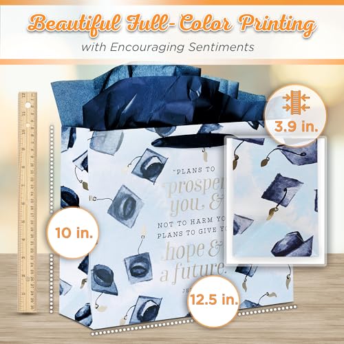 Christian Art Gifts Large Gift Bag with Card & Tissue Paper, Graduation - color: Graduation/Blue, style: Large Landscape