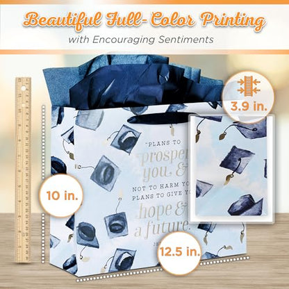 Christian Art Gifts Large Gift Bag with Card & Tissue Paper, Graduation - color: Graduation/Blue, style: Large Landscape