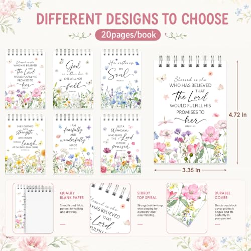 Sprial Notebooks with Pens Bulk, 48 Pack, 5.5 x 4.7 Inch Scripture - color: Wildflower Meadow Scripture