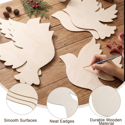12 Sets 11" Dove Wooden Cutouts Large Pigeon Unfinished DIY Craft - style: Dove