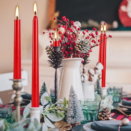 14 Pack 10 Inch Red Taper Candles - Dripless Smokeless 7.5 Hour Burn for Christmas & Wedding - color: red-10”14pcs