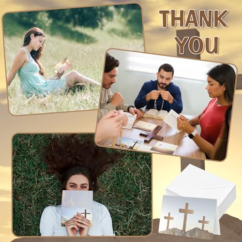 Motiskyy 50 Pcs Blank Greeting Cards 4x6, Blank Cards with Envelopes, 10 Designs, Ideal Stationary Set for All Occasions, Stationary with Matching White Envelope and Sticker(Cross) - style: Cross