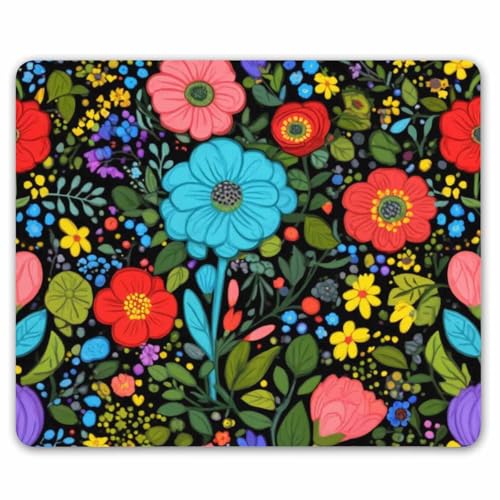 SSOIU Bright Flower Pattern Print Mouse pad, Colorful Summer Plants and Florals Pattern Customized Rectangle Non-Slip Rubber Mouse pad 9.5 X 7.9 Inch (240mmX200mmX3mm) - color: SS10
