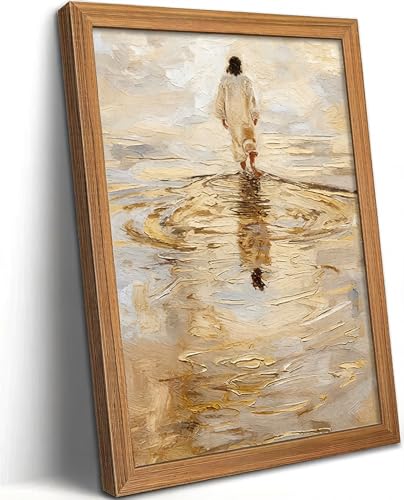 LBTZEVIR Framed Christian Wall Art Jesus Walking on Water 16x12 In - color: Scripture 2, size: 16"L x 12"W