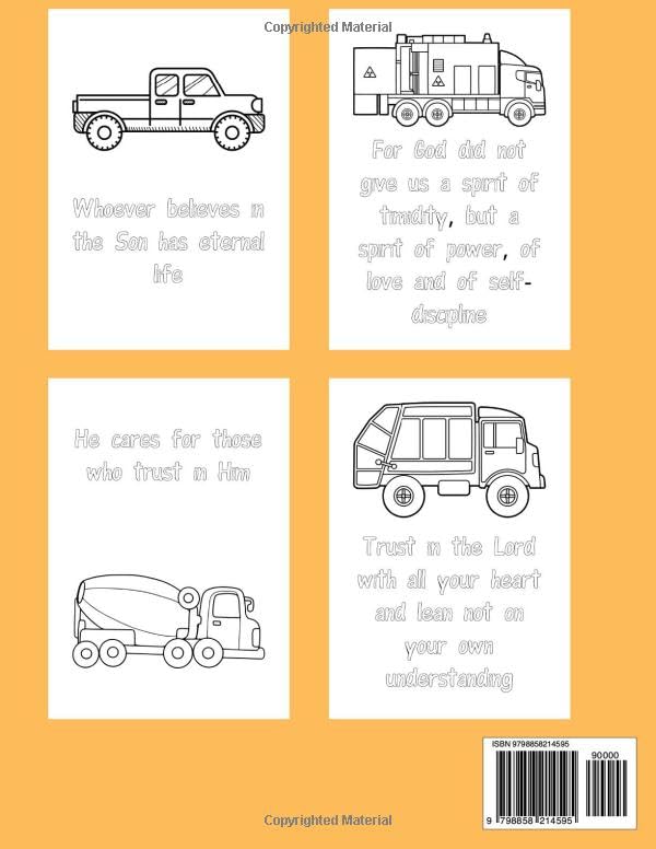 Trucks: Bible Verse Coloring Book: Bible Verse Coloring Book Made for Boys