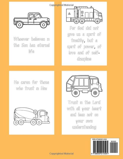 Trucks: Bible Verse Coloring Book: Bible Verse Coloring Book Made for Boys