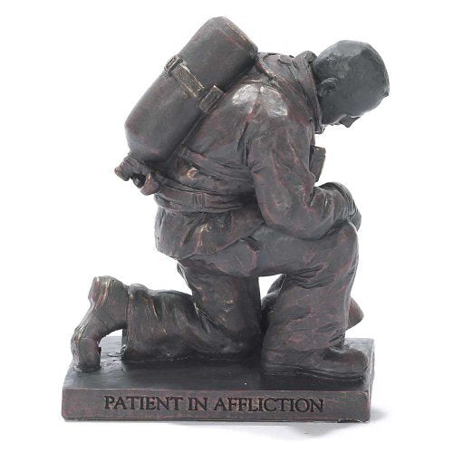 Dicksons Joyful in Hope Praying Firefighter 5 inch Gray Resin Stone Table Top Figurine - style: Joyful In Hope Praying Firefighter