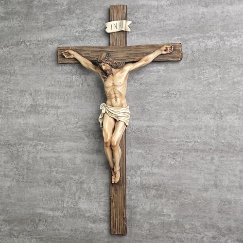 BC Catholic Crucifix Wall Cross, 20.75"H Large Jesus Cross for Wall - size: 20.8"L x 11.5"W