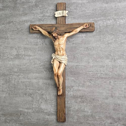 BC Catholic Crucifix Wall Cross, 20.75"H Large Jesus Cross for Wall - size: 20.8"L x 11.5"W