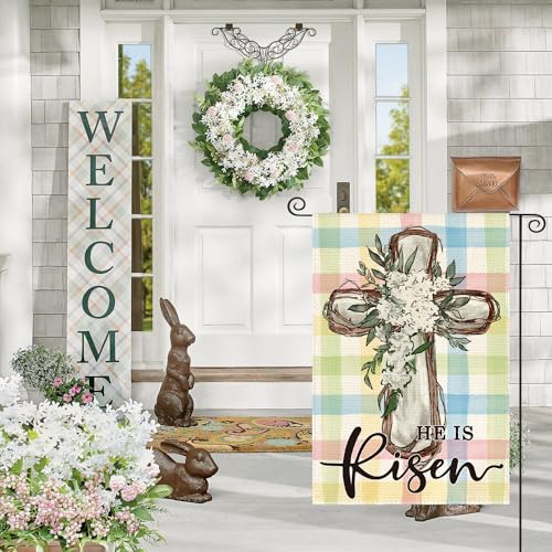 AVOIN colorlife He Is Risen Easter Garden Flag Outside 12x18 Inch - size: Garden Size-12 x 18"
