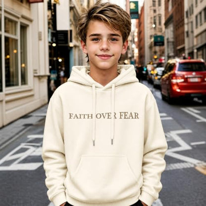 Fkatuzi Christian Faith Over Fear Hoodies For Teen Jesus Hoodie God Sweatshirt Bible Verse Religious Graphic Tops - color: Apricot, size: Small