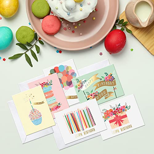 Sweetzer & Orange S&O Gold Foil Bulk Birthday Cards Assortment – 24pc Bulk Happy Day flyers with Envelopes Box Set – Assorted Blank Birthday Cards for Women, Men, and Kids in a Boxed pack