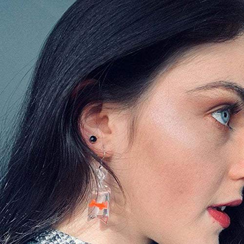 Funny Fish Earrings Unique Acrylic Resin Water Bag Shape Dangle Hook Earrings Gift for Girls Women