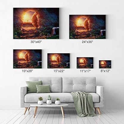 Smile Art Design Christianity Canvas Wall Art Crucifixion At Sunrise Empty Tomb With Shroud Resurrection Of Jesus Christ Religious Living Room Bedroom Office Christian Gift Ready to Hang - 8x12 - color: Christian Canvas Wall Art H32, size: 12"L x 8"W