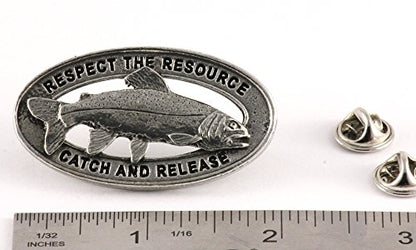 Rainbow Trout Pin, Catch and Release, Lapel, Hat, Pins, Brooch, Brooches, Jewelry, Gift, Handmade in the USA, 200 Fish Designs Available. - color: Antique Pewter