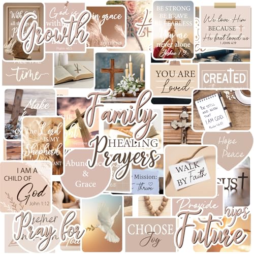 Prayer Board Supplies Kit - 50 Pcs Brown Christian Jesus Stickers - color: Brown