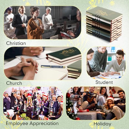 10 Sets Christian Gifts Inspirational Notebook A6 Leather Aesthetic Journals with Bible Verse Prayer Pen Religious Church Thank You Gift for Women Men Coworker Teachers