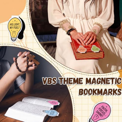 Eaasty 60 Pcs Vbs Light Bulb Magnetic Bookmarks for Illumination Themed - style: Pastel Bulb