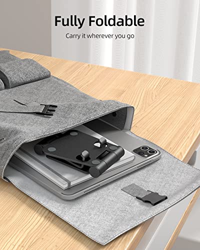 Nulaxy 2 Pack Aluminum Dual Folding Cell Phone Stand Desk, Black&Rose Gold - color: B-Black & Rose Gold