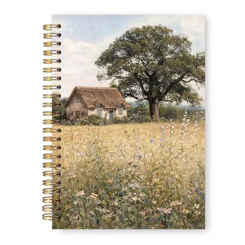 Vintage Cottage Landscape Notebook, Farmhouse Cottagecore Journal Gifts for Women, Countryside Nature Wildflower Hardcover Notebook Journal for Work Study 5.5x8.3 in - color: Cottage