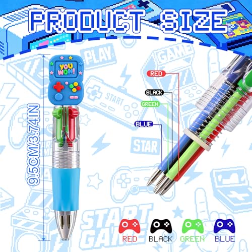 24PCS Video Game Pens, 4-in-1 Multicolor Ballpoint Pens, Fun Game Controller & Console Design, Fun Pens, Gaming Party Favors, Birthday Decorations, Party Supplies - color: Video Game Multicolor