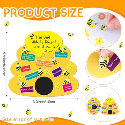 24 Sets Bee Attitude Sign Craft Kit, Beatitudes Bible Craft