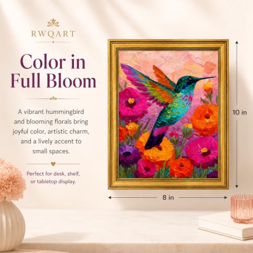 Hummingbird Canvas Wall Art Framed Floral Artwork Home Decor 10x8 Inch - color: Hummingbird Canvas 34, size: 10"L x 8"W