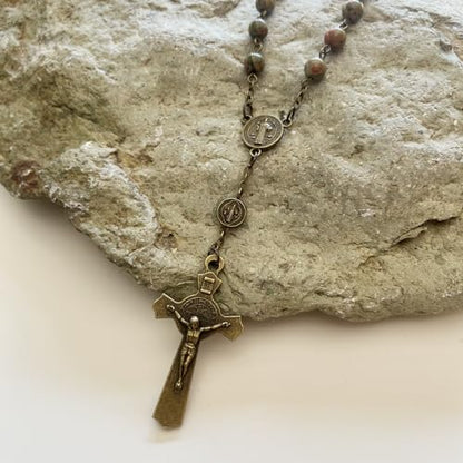 6cm Black Gallstone Rosary Catholic Rosary For Car Hanging Prayer - color: Bronze