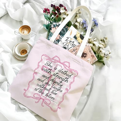 Bible Tote Bags Cute Christian Preppy Canvas Tote Bag Christian Gifts for Women Reusable Shopping Bags(Parent) - color: Bible-7